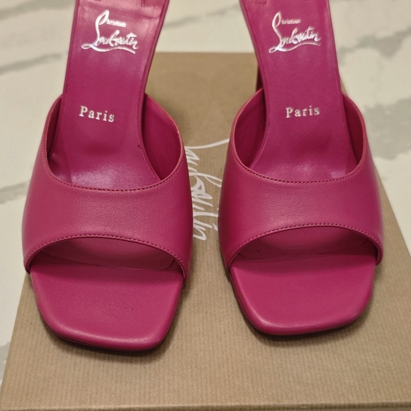 Christian Louboutin Fuchsia Open-Toe Heels - Picture 2 of 8